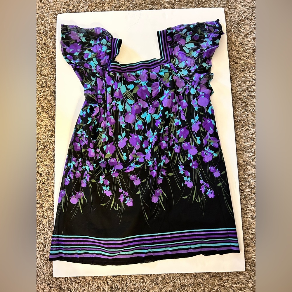 Black purple and teal shirt